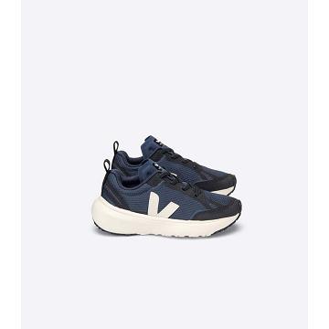 Kids' Veja CANARY ELASTIC LACE Running Shoes Navy | ZA 711RVD